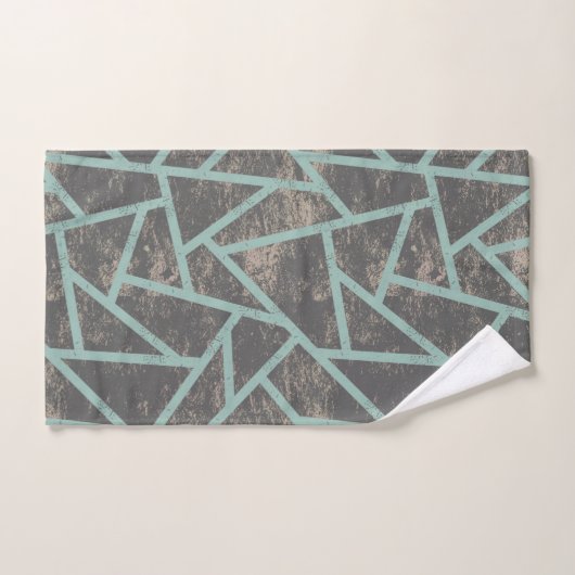 Bleek groen en grijs mozaïekpatroon bad handdoek (Handdoek)