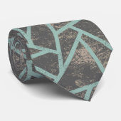Bleek groen en grijs mozaïekpatroon stropdas (Opgerold)