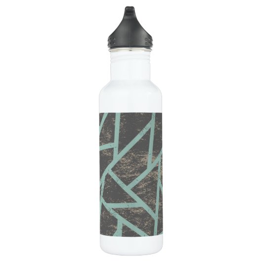 Bleek groen en grijs mozaïekpatroon waterfles (Rechts)