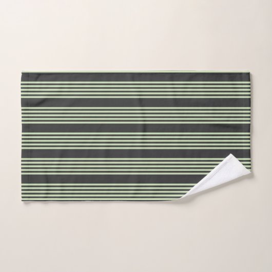 Bleek groen en houtskool vijf strepen patroon bad handdoek (Handdoek)