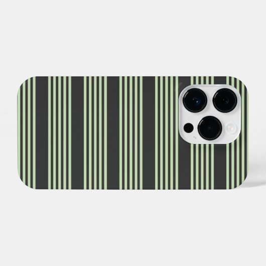 Bleek groen en houtskool vijf strepen patroon iPhone hoesje (Achterkant horizontaal)
