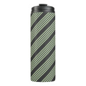 Bleek groen en houtskool vijf strepen patroon thermosbeker (Voorkant)
