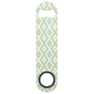 Bleek groen en wit diamantpatroon speed flessenopener