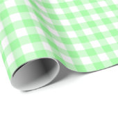 Bleek Groen en Wit Gingham Cadeaupapier (Rol Hoek)