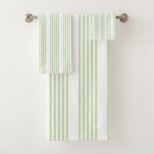 Bleek groen en wit vijf strepen patroon bad handdoek (Insitu)
