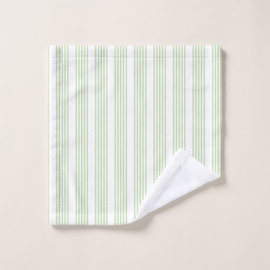 Bleek groen en wit vijf strepen patroon bad handdoek (Wasdoekje)