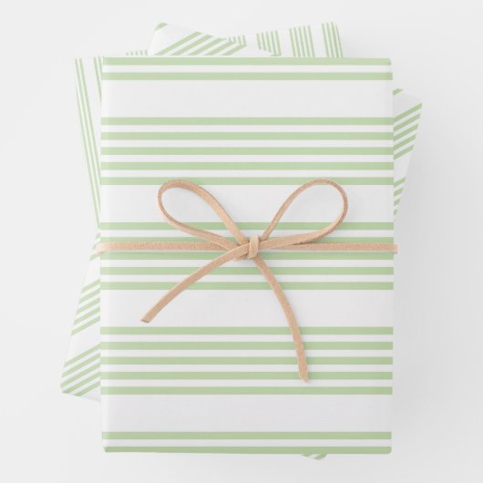 Bleek groen en wit vijf strepen patroon inpakpapier vel (In situ)