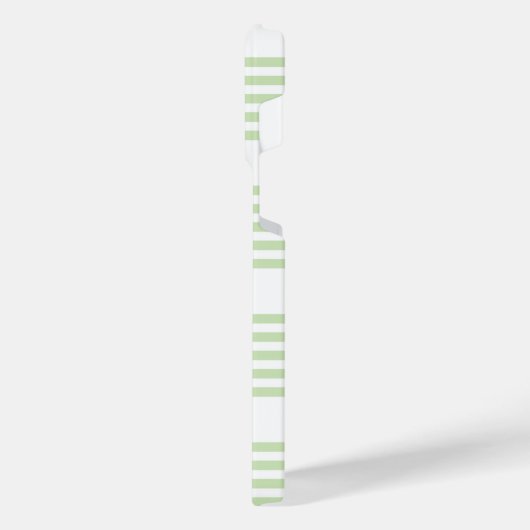 Bleek groen en wit vijf strepen patroon iPhone hoesje (Linkerkant)