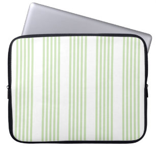 Bleek groen en wit vijf strepen patroon laptop sleeve