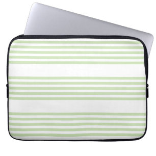 Bleek groen en wit vijf strepen patroon laptop sleeve
