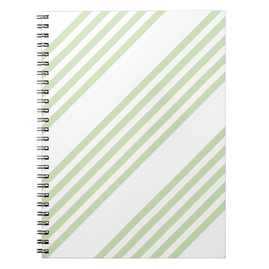 Bleek groen en wit vijf strepen patroon notitieboek (Voorkant)