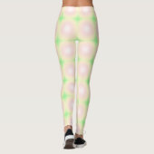 Bleek Groen Roos Wit 3D Optisch Verlooppatroon Leggings (Achterkant)