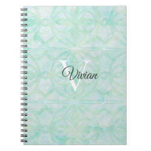 Bleek Jade Green Waterverf Monogram Naam Notitieboek