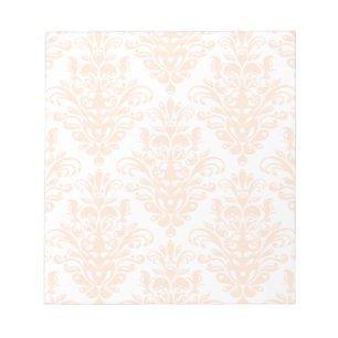 Bleek koraalroze en wit Elegant Damask Patroon Notitieblok