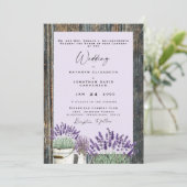 Bleek Lavender Rustic Wood Wedding Kaart (Staand voorkant)