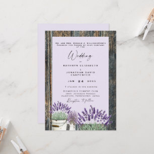Bleek Lavender Rustic Wood Wedding Kaart