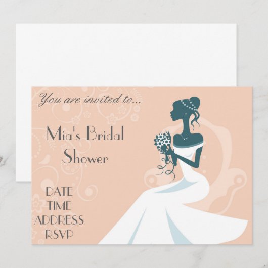 Bleek lichtroze elegant vrijgezellenfeest kaart (Voorkant / Achterkant)