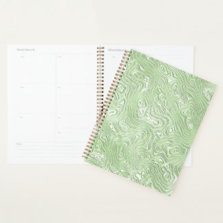 Bleek limoengroen abstract moiré gegolfd patroon planner