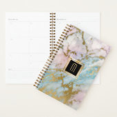 Bleek marmer Gold Turquoise Monogram Planner (Display)