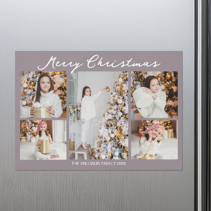 Bleek Mauve Prettig Kerst Foto Magneet Kaart