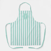 Bleek Mint Beach Stripe gepersonaliseerd monogram Schort (Voorkant)
