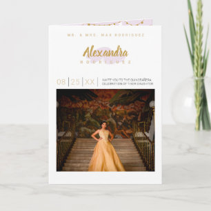 Bleek Paarse en Gouden Foto Quinceanera