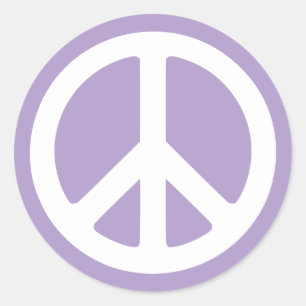 Bleek Paarse en Witte Vredessymbool Ronde Sticker