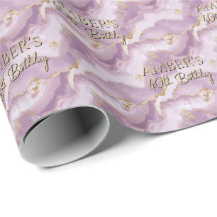 Bleek Paarse Gouden Abstracte Marmer Ontwerp Cadeaupapier