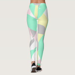 Bleek pasta Abstract Kunstgrijs Geel Roze Wit Leggings