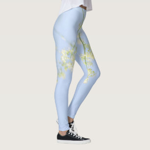 Bleek pastel Blue Sky Wild Flowers Meadow Leggings