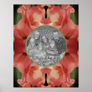 Bleek Peach Gladiolus Flower Lijst Uw foto toevoeg Poster