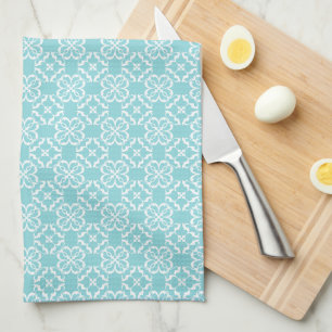 Bleek Robijns Ei Blauw & Witte Bloem Lattice Theedoek