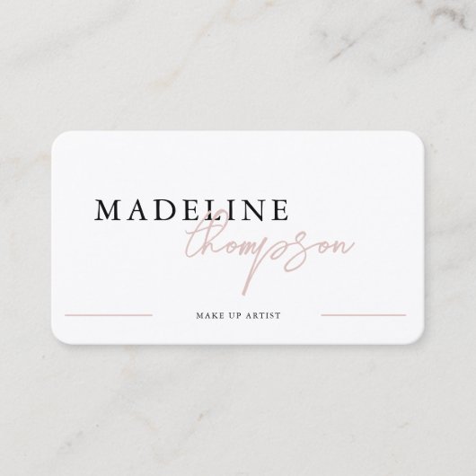 Bleek Roze Beige Kalligrafie Script QR-code Visitekaartje (Voorkant)