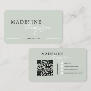 Bleek Roze Beige Kalligrafie Script QR-code Visitekaartje