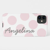 Bleek roze Big Polka Dot Pattern gepersonaliseerd iPhone Hoesje (Achterkant horizontaal)