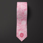 Bleek roze bloemmonogram stropdas