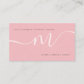  Bleek Roze Blush Minimale monogram script  Visitekaartje (Achterkant)