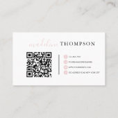 Bleek Roze Calligrafiescript QR code Visitekaartje (Achterkant)