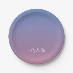 Bleek roze en blauwe gradiëntombre papieren bordje