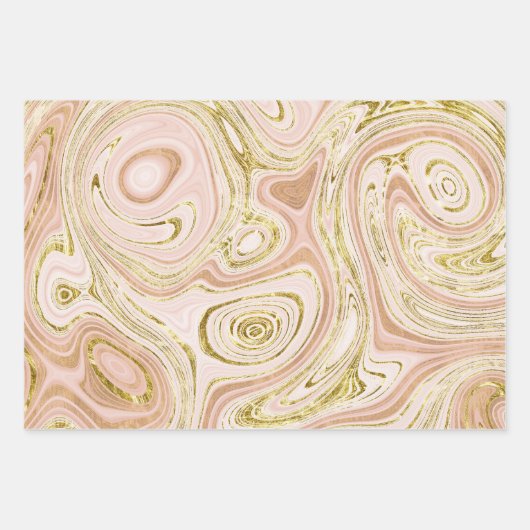 Bleek roze en gouden marmeren look inpakpapier vel (Voorkant 2)