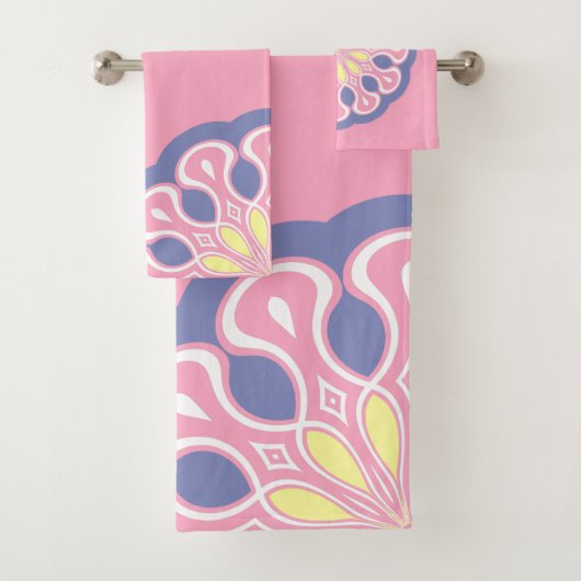 Bleek Roze en grijs Abstract Modern Mandala Bad Handdoek (Insitu)