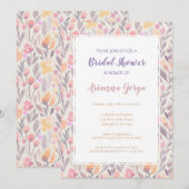 Bleek Roze en Paars Vrijgezellenfeest van Floral Kaart (Voorkant / Achterkant)