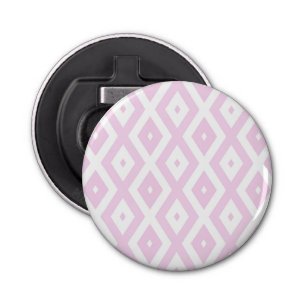 Bleek roze en wit diamantpatroon button flesopener