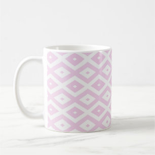 Bleek roze en wit diamantpatroon koffiemok