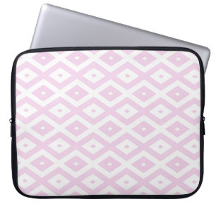 Bleek roze en wit diamantpatroon laptop sleeve