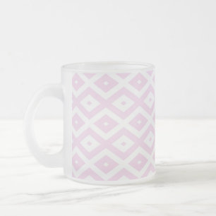 Bleek roze en wit diamantpatroon matglas koffiemok