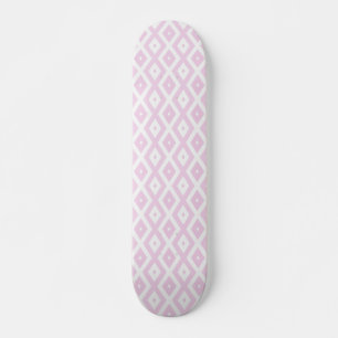 Bleek roze en wit diamantpatroon skateboard