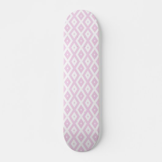 Bleek roze en wit diamantpatroon skateboard (Voorkant)
