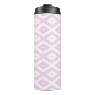 Bleek roze en wit diamantpatroon thermosbeker