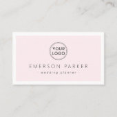 Bleek roze en wit modern minimalistisch voeg logo  visitekaartje (Voorkant)